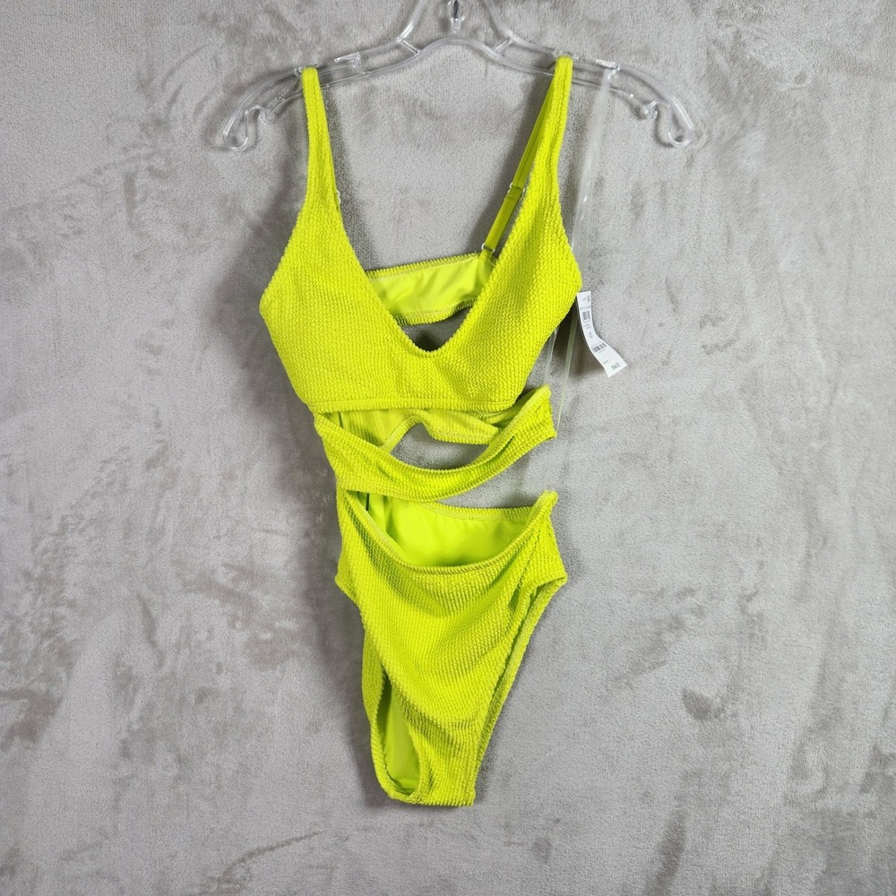 Bar III Womens Sunny Lime Bettr To Gather Cutout One Piece Swimsuit XS MBBG24247